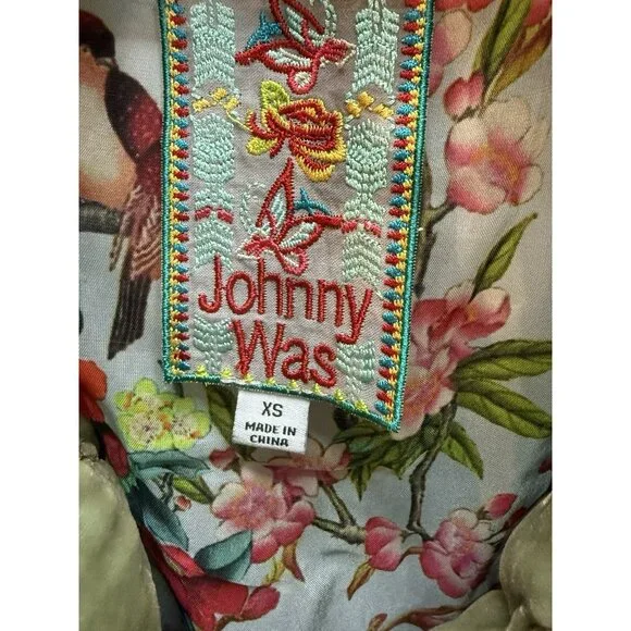 EUC Johnny Was Zaelia Lux Quilted Velvet Puffer Mint Green Coat Gold Trim XS/S - Picture 6 of 16